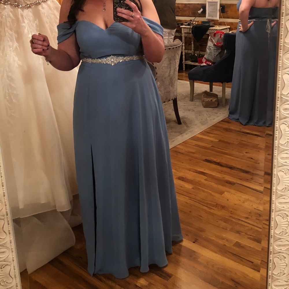 Azazie Steel Blue Bridesmaids Dress